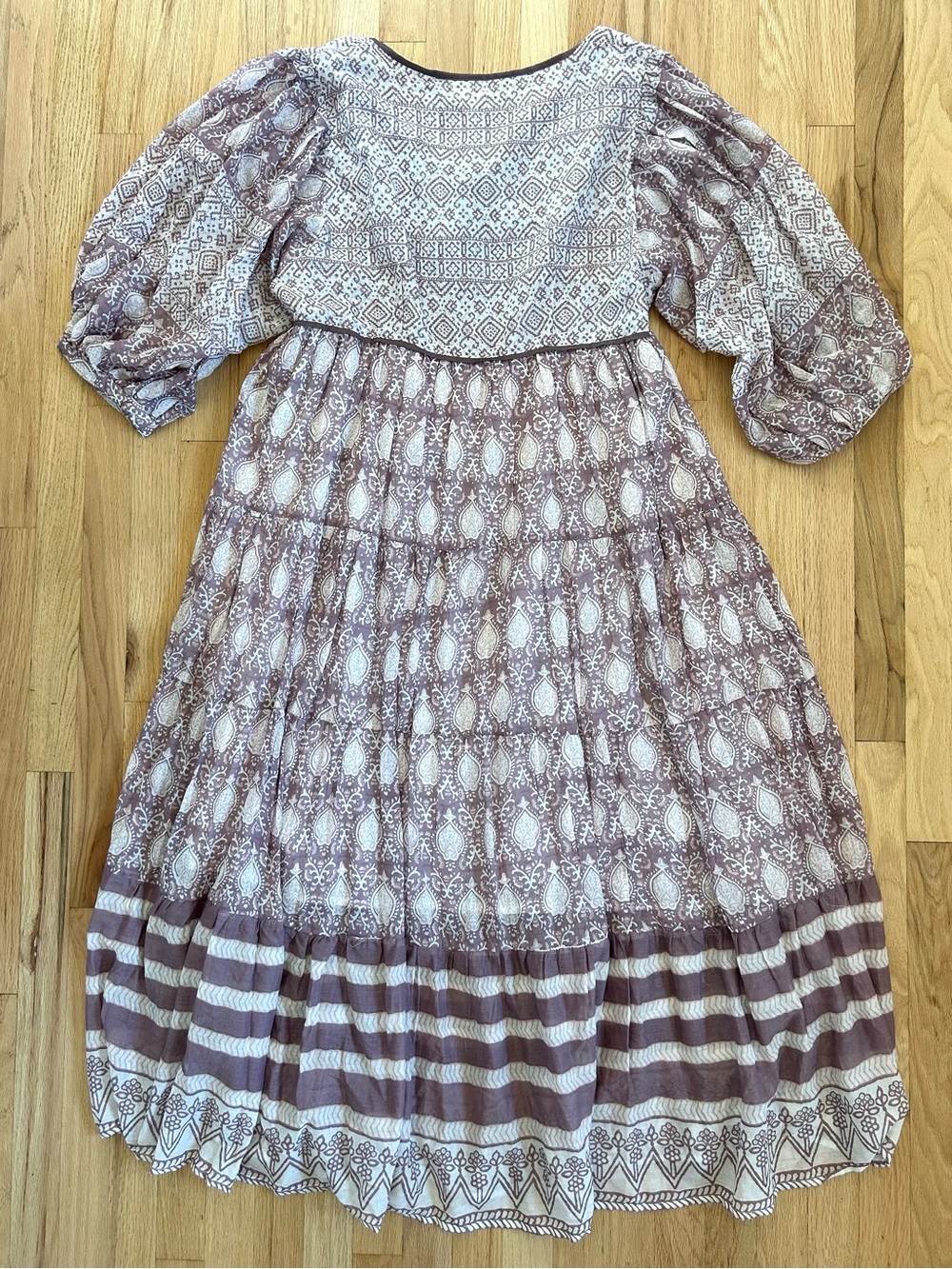 DAUGHTERS OF INDIA jasmine maxi dress lavender block print boho cotton size XL - Picture 13 of 13